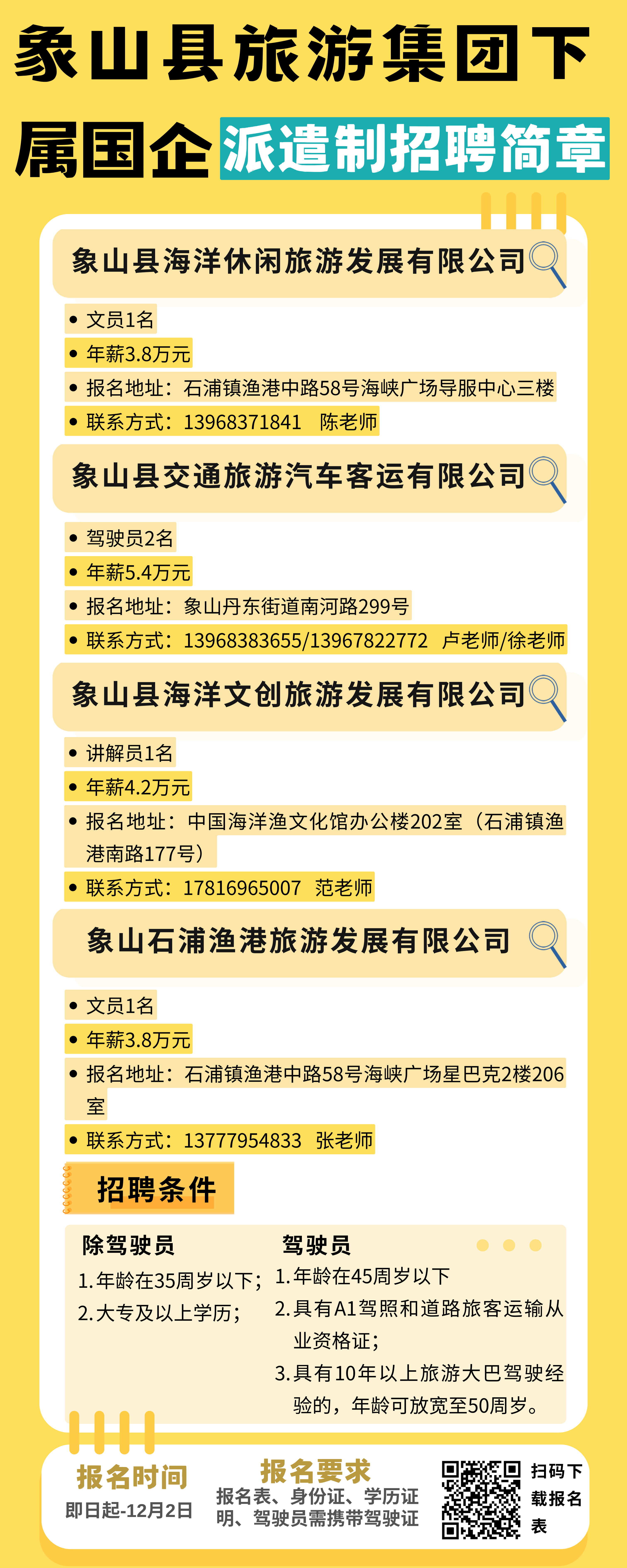 象山县旅游集团下属国企招聘公告 - 宁波招考网